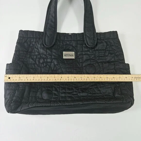 Kenneth Cole Reaction Black Quilted Nylon Tote Bag - Picture 10 of 11